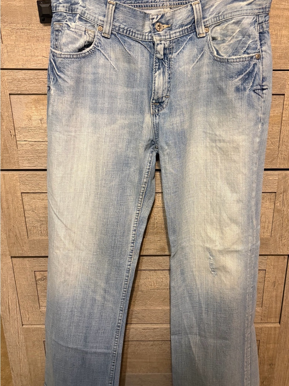 Light Wash Straight Leg Jeans - Pale Blue Denim